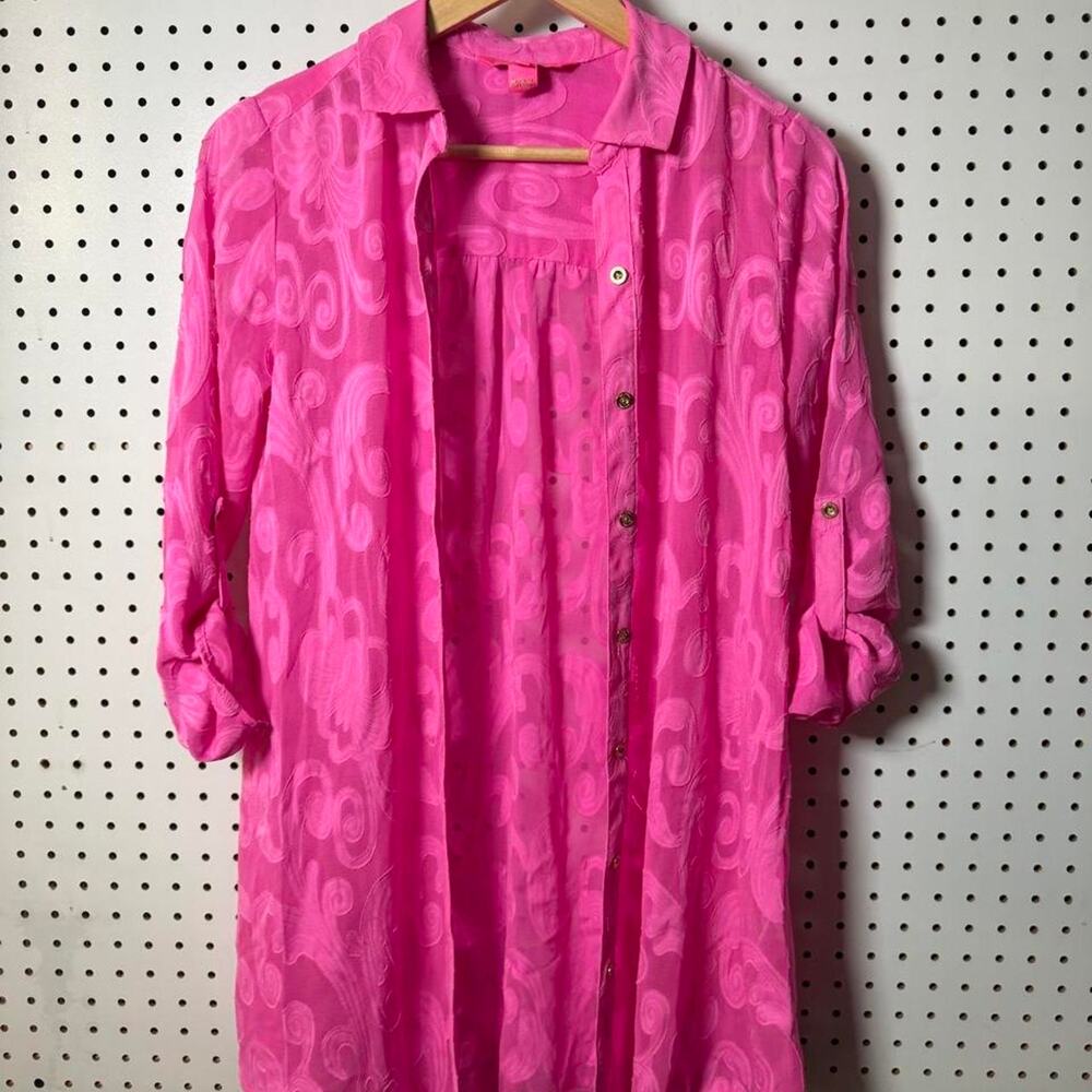 Lily Pulitzer Natalie Swim Cover Up Women's XXS Pink Lace Paisley Design